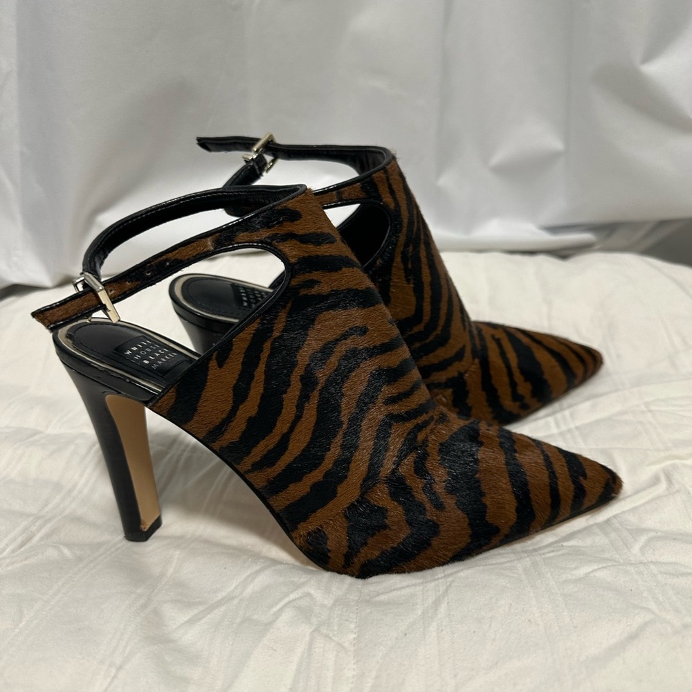 White House Black Market Tiger Animal Print Slingback Booties Size 6.5